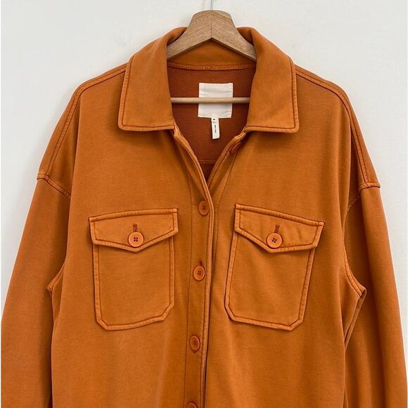 Avec Les Filles Oversized Shirt Jacket Shacket Cozy Patch Pockets Orange - Med - Picture 4 of 14